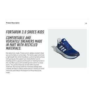 5.5 adidas Kids Fortarun 3.0 Sneakers 3.0J Royal Blue Halo Blue Dark Blue (PS)